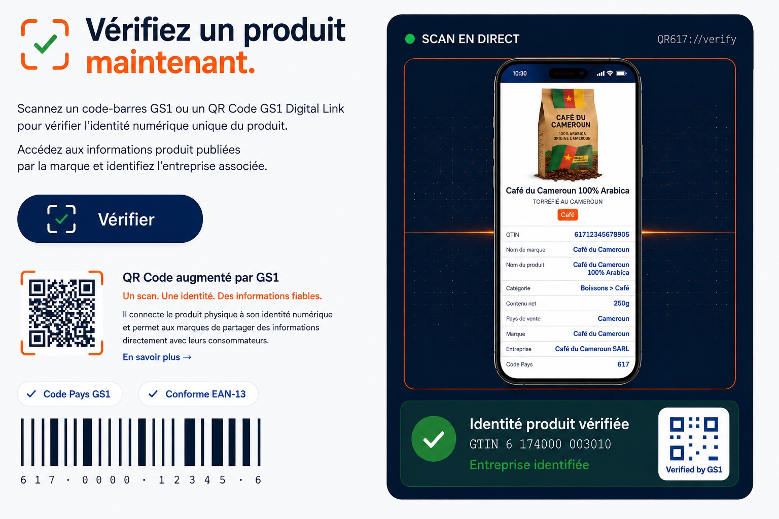 Vérifiez un produit maintenant - QR617 GS1 Cameroun